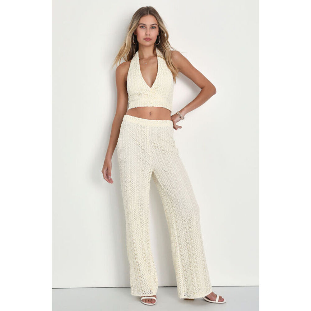 Lulus Summer Trend Cream Crochet Lace Two-piece Jumpsuit White - Size S